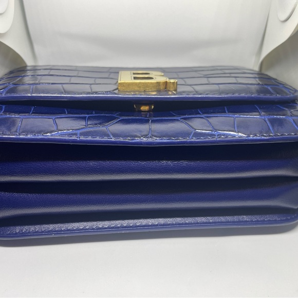 Balenciaga Small Embossed Croc B Navy Bag - Picture 3 of 9